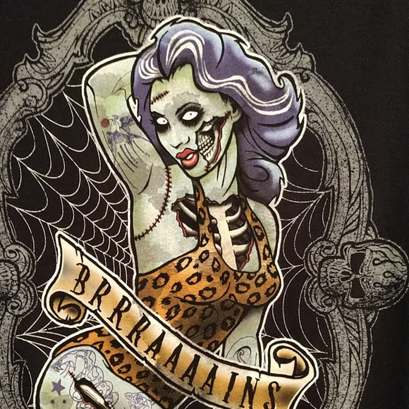 Pin-Up Zombie Retro GLOW IN THE DARK! Tee Top - Picture 3 of 5